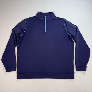 Peter Millar Crown Sport 1/4 Zip Men's L*‎ Purple Navy Stretch Golf Performance